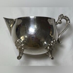 Vintage Leonard Silver Plated Footed Creamer Detailed Floral 3.25" Tall
